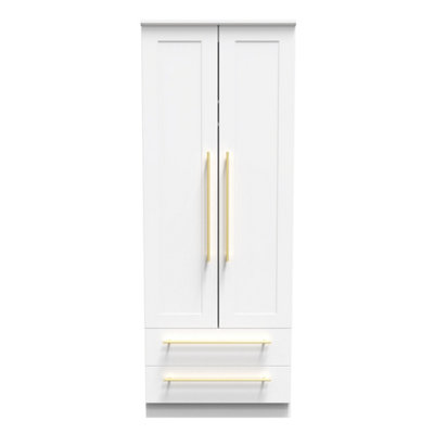 Helmsley 2 Door 2 Drawer Wardrobe in White Ash (Ready Assembled)