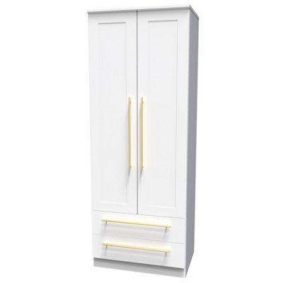 Helmsley 2 Door 2 Drawer Wardrobe in White Ash (Ready Assembled)