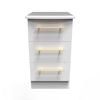 Helmsley 3 Drawer Bedside Cabinet in White Ash (Ready Assembled)