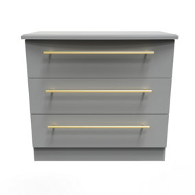 Helmsley 3 Drawer Chest in Dusk Grey (Ready Assembled)