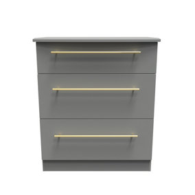Helmsley 3 Drawer Deep Chest in Dusk Grey (Ready Assembled)