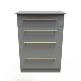 Helmsley 4 Drawer Deep Chest in Dusk Grey (Ready Assembled)