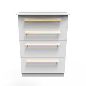Helmsley 4 Drawer Deep Chest in White Ash (Ready Assembled)