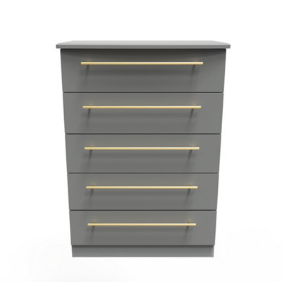 Helmsley 5 Drawer Chest in Dusk Grey (Ready Assembled)