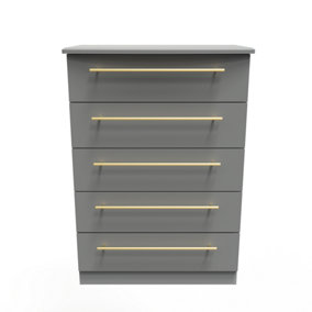 Helmsley 5 Drawer Chest in Dusk Grey (Ready Assembled)