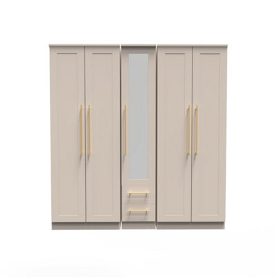 Helmsley Tall 5 Door 2 Drawer 1 Mirror Wardrobe in Kashmir Matt (Ready Assembled)