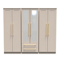 Helmsley Tall 6 Door 2 Drawer 2 Mirror Wardrobe in Kashmir Matt (Ready Assembled)