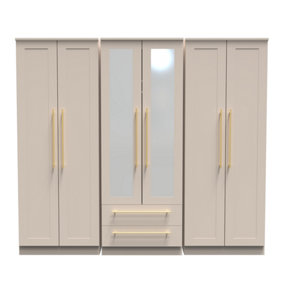 Helmsley Tall 6 Door 2 Drawer 2 Mirror Wardrobe in Kashmir Matt (Ready Assembled)