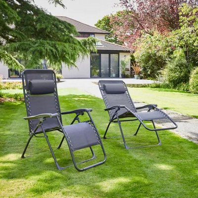 Helsinki Charcoal Set Of 2 Zero Gravity Sun Lounger Chair