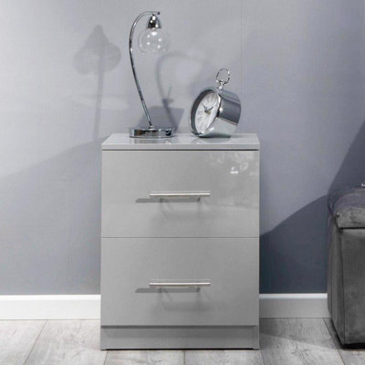 Grey gloss store bedside cabinets