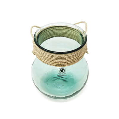 Hemp 100% Recycled Glass Home Tableware Decorative Hanging Jar (H) 20cm