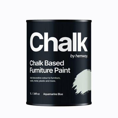 Hemway Chalk Based Furniture Paint Flat Matt Aquamarine Blue 1L Shabby Chic, Chalky Finish, Interior, Walls, Wood, Quick Dry