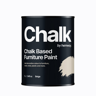 Hemway Chalk Based Furniture Paint Flat Matt Beige 1L Shabby Chic, Chalky Finish, Interior, Walls, Wood, Quick Dry