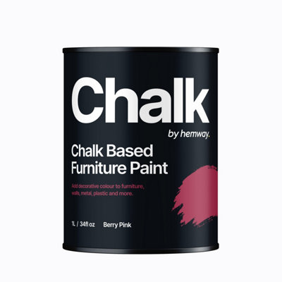 Hemway Chalk Based Furniture Paint Flat Matt Berry Pink 1L Shabby Chic, Chalky Finish, Interior, Walls, Wood, Quick Dry