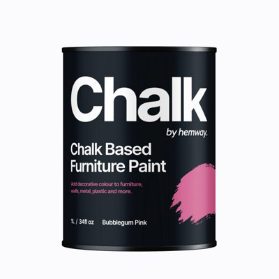 Hemway Chalk Based Furniture Paint Flat Matt Bubblegum Pink 1L Shabby Chic, Chalky Finish, Interior, Walls, Wood, Quick Dry