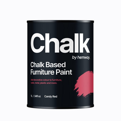 Hemway Chalk Based Furniture Paint Flat Matt Candy Red 1L Shabby Chic, Chalky Finish, Interior, Walls, Wood, Quick Dry