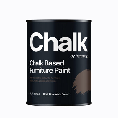 Hemway Chalk Based Furniture Paint Flat Matt Dark Chocolate Brown 1L Shabby Chic, Chalky Finish, Interior, Walls, Wood, Quick Dry