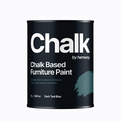 Hemway Chalk Based Furniture Paint Flat Matt Dark Teal Blue 1L Shabby Chic, Chalky Finish, Interior, Walls, Wood, Quick Dry