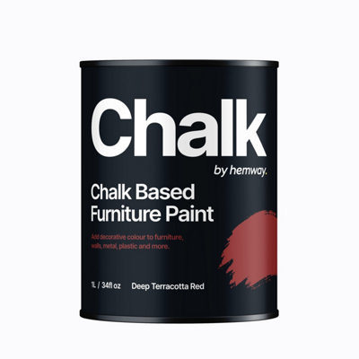 Hemway Chalk Based Furniture Paint Flat Matt Deep Terracotta Red 1L Shabby Chic, Chalky Finish, Interior, Walls, Wood, Quick Dry
