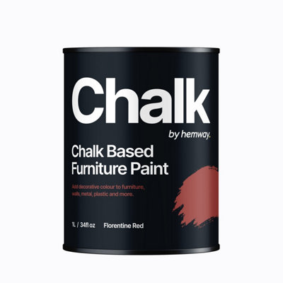 Hemway Chalk Based Furniture Paint Flat Matt Florentine Red 1L Shabby Chic, Chalky Finish, Interior, Walls, Wood, Quick Dry