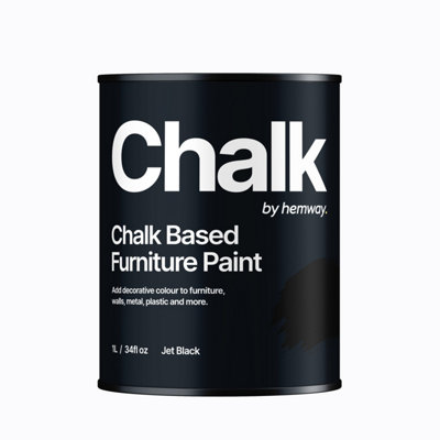 Hemway Chalk Based Furniture Paint Flat Matt Jet Black 1L Shabby Chic, Chalky Finish, Interior, Walls, Wood, Quick Dry