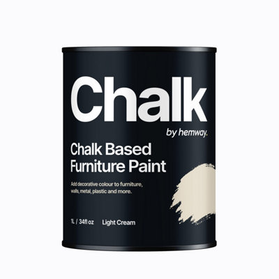 Hemway Chalk Based Furniture Paint Flat Matt Light Cream 1L Shabby Chic, Chalky Finish, Interior, Walls, Wood, Quick Dry