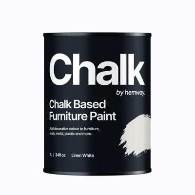 Hemway Chalk Based Furniture Paint Flat Matt Linen White 1L Shabby Chic, Chalky Finish, Interior, Walls, Wood, Quick Dry