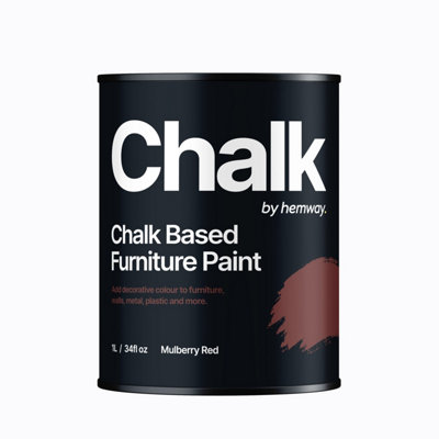 Hemway Chalk Based Furniture Paint Flat Matt Mulberry Red 1L Shabby Chic, Chalky Finish, Interior, Walls, Wood, Quick Dry