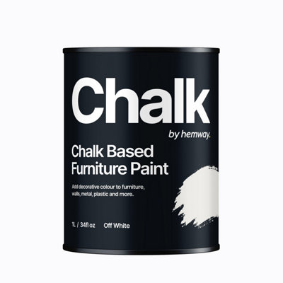 Hemway Chalk Based Furniture Paint Flat Matt Off White 1L Shabby Chic, Chalky Finish, Interior, Walls, Wood, Quick Dry