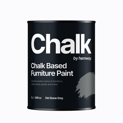 Hemway Chalk Based Furniture Paint Flat Matt Old Stone Grey 1L Shabby Chic, Chalky Finish, Interior, Walls, Wood, Quick Dry