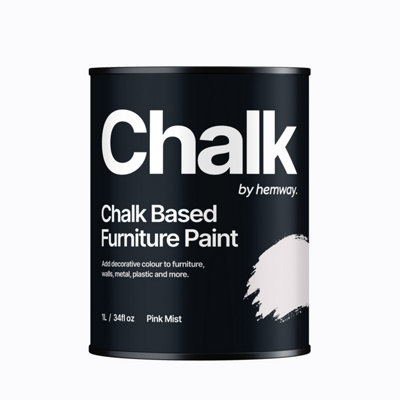 Hemway Chalk Based Furniture Paint Flat Matt Pink Mist 1L Shabby Chic, Chalky Finish, Interior, Walls, Wood, Quick Dry