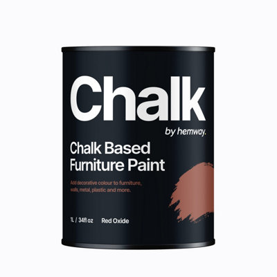 Hemway Chalk Based Furniture Paint Flat Matt Red Oxide 1L Shabby Chic, Chalky Finish, Interior, Walls, Wood, Quick Dry