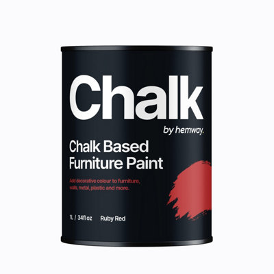 Hemway Chalk Based Furniture Paint Flat Matt Ruby Red 1L Shabby Chic, Chalky Finish, Interior, Walls, Wood, Quick Dry