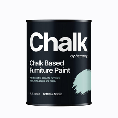 Hemway Chalk Based Furniture Paint Flat Matt Soft Blue Smoke 1L Shabby Chic, Chalky Finish, Interior, Walls, Wood, Quick Dry