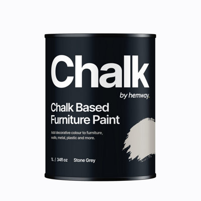 Hemway Chalk Based Furniture Paint Flat Matt Stone Grey 1L Shabby Chic, Chalky Finish, Interior, Walls, Wood, Quick Dry
