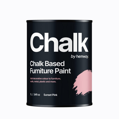 Hemway Chalk Based Furniture Paint Flat Matt Sunset Pink 1L Shabby Chic, Chalky Finish, Interior, Walls, Wood, Quick Dry