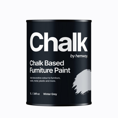 Hemway Chalk Based Furniture Paint Flat Matt Winter Grey 1L Shabby Chic, Chalky Finish, Interior, Walls, Wood, Quick Dry