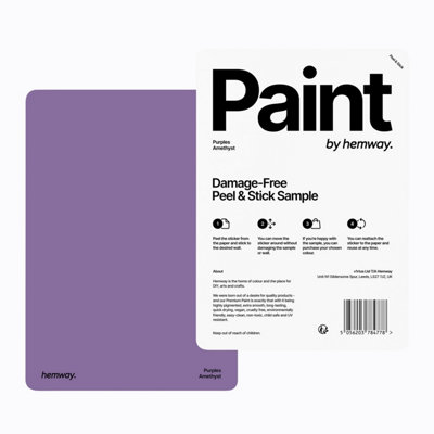 Hemway Chalk Based Furniture Paint Matt A5 Sample, Amethyst, Peel & Stick Swatch For Interior Walls Wood