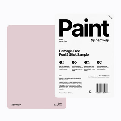 Hemway Chalk Based Furniture Paint Matt A5 Sample, Candy Floss, Peel & Stick Swatch For Interior Walls Wood