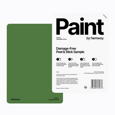 Hemway Chalk Based Furniture Paint Matt A5 Sample, Caterpillar Green, Peel & Stick Swatch For Interior Walls Wood