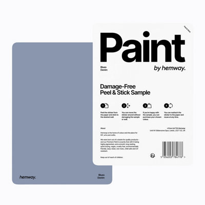 Hemway Chalk Based Furniture Paint Matt A5 Sample, Denim, Peel & Stick Swatch For Interior Walls Wood