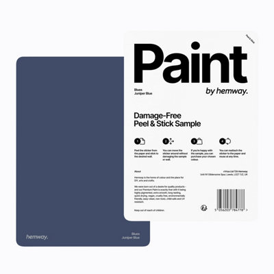 Hemway Chalk Based Furniture Paint Matt A5 Sample, Juniper Blue, Peel & Stick Swatch For Interior Walls Wood