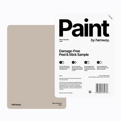 Hemway Chalk Based Furniture Paint Matt A5 Sample, Latte, Peel & Stick Swatch For Interior Walls Wood