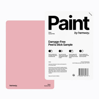 Hemway Chalk Based Furniture Paint Matt A5 Sample, Sunset Pink, Peel & Stick Swatch For Interior Walls Wood