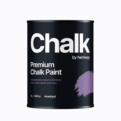 Hemway Chalk Paint Flat Matt Amethyst Purple 1L Shabby Chic, Smooth Chalky Finish, Interior Furniture, Walls, Wood, Quick Dry