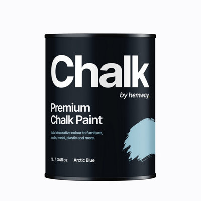 Hemway Chalk Paint Flat Matt Arctic Blue 1L Shabby Chic, Smooth Chalky Finish, Interior Furniture, Walls, Wood, Quick Dry