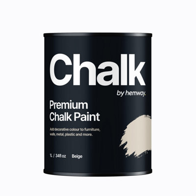 Hemway Chalk Paint Flat Matt Beige 1L Shabby Chic, Smooth Chalky Finish, Interior Furniture, Walls, Wood, Quick Dry