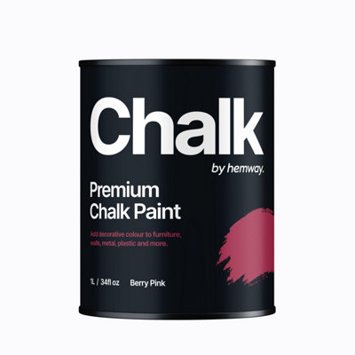 Hemway Chalk Paint Flat Matt Berry Pink 1L Shabby Chic, Smooth Chalky Finish, Interior Furniture, Walls, Wood, Quick Dry