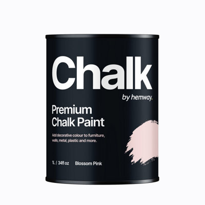 Hemway Chalk Paint Flat Matt Blossom Pink 1L Shabby Chic, Smooth Chalky Finish, Interior Furniture, Walls, Wood, Quick Dry