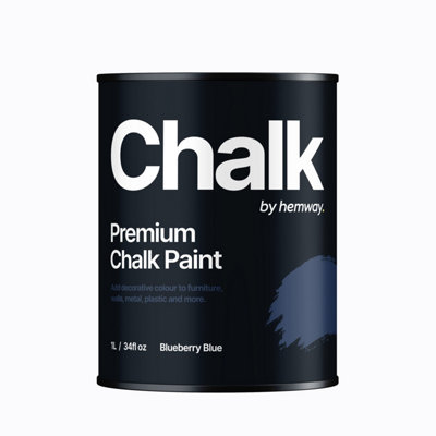 Hemway Chalk Paint Flat Matt Blueberry Blue 1L Shabby Chic, Smooth Chalky Finish, Interior Furniture, Walls, Wood, Quick Dry